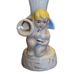 Vintage 1950s MCM Mini Victorian Style Figure 3D Angel Bud Vase Japan Back Stamp